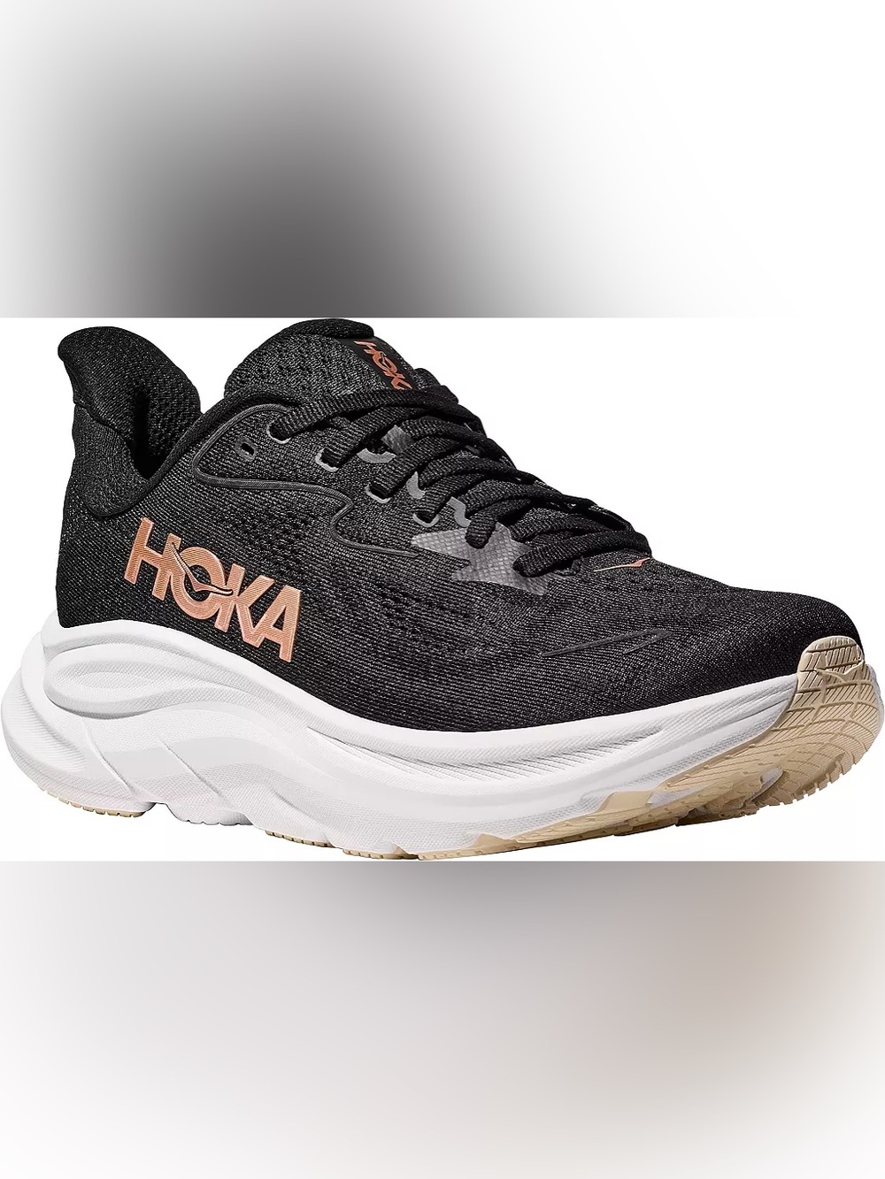 Hoka Clifton 10 Running Shoes Womens 6B Black Rose Gold Cushioned Comfort NEW